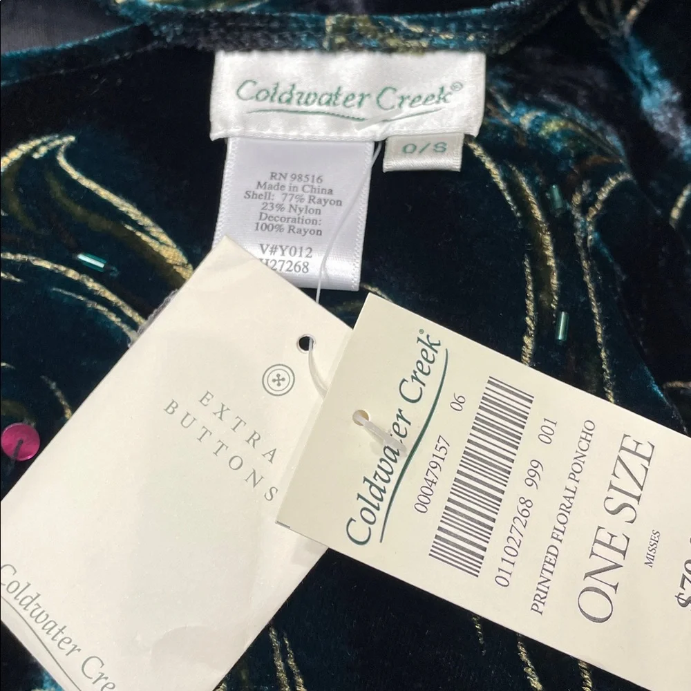 Coldwater Creek Black and Multicolor Embroidered/ Sequence  Poncho O/S